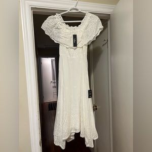 Lulus off the shoulder, eyelet white dress
